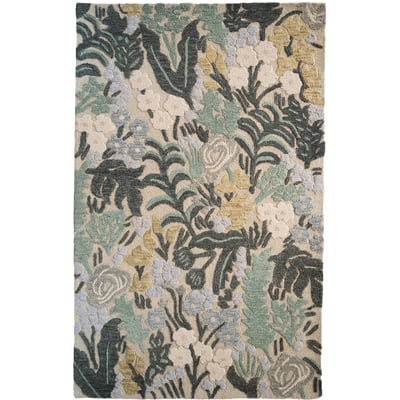 Shakta Fiori Green Wool Hand-Tufted Area Rug