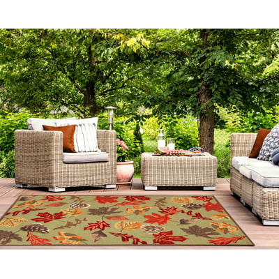 Ravella Falling Leaves Hand-Tufted Outdoor Area Rug