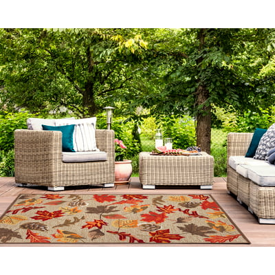 Ravella Falling Leaves Hand-Tufted Outdoor Area Rug