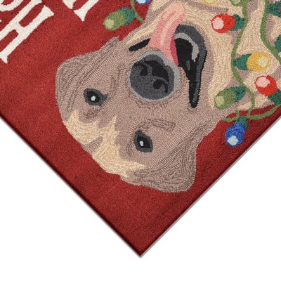 Front Porch Happy Holidays Red Hand-Tufted Outdoor Area Rug