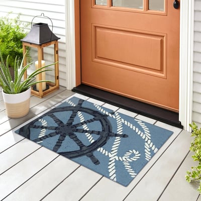 Front Porch Captain's Wheel Marine Hand-Tufted Outdoor Area Rug