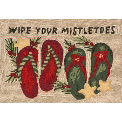 Front Porch Mistletoes Natural Hand-Tufted Outdoor Area Rug
