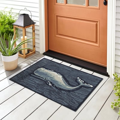 Front Porch Whale Ocean Hand-Tufted Outdoor Area Rug