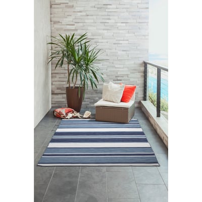 Sorrento Boat Stripe Navy Handwoven Outdoor Area Rug