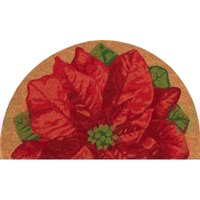 Natura Poinsettia Natural Coir Non-Slip Backing Outdoor Area Rug
