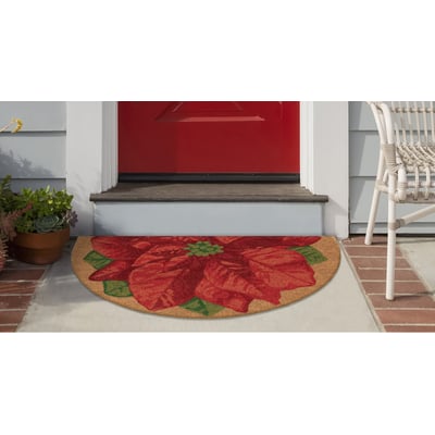 Natura Poinsettia Natural Coir Non-Slip Backing Outdoor Area Rug