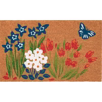 Natura Fresh Flowers Primary Coir Non-Slip Backing Outdoor Area Rug