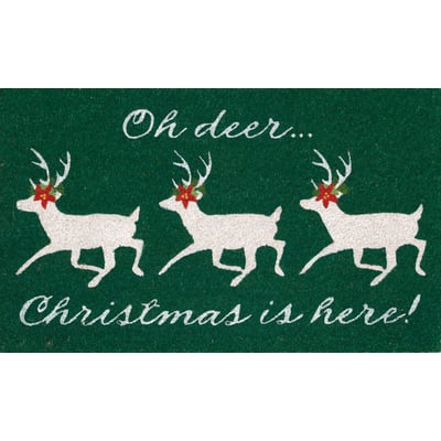 Natura Christmas Is Here Forest Coir Non-Slip Backing Outdoor Area Rug