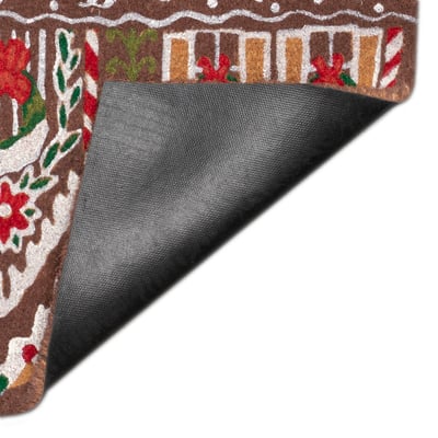 Natura Gingerbread House Welcome Chocolate Coir Non-Slip Backing Outdoor Area Rug