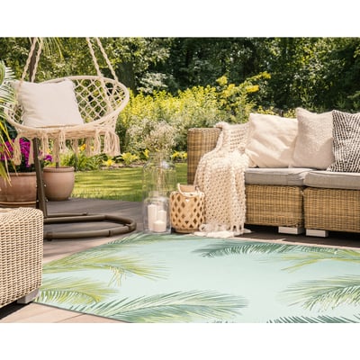 Marina Palm Border Outdoor Area Rug