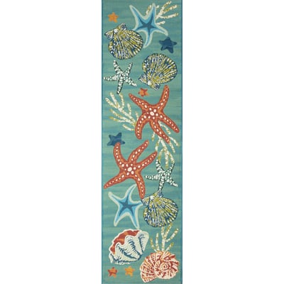 Marina Starfish Song Aqua Outdoor Area Rug