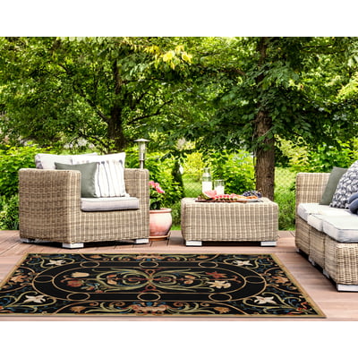 Marina Dream Garden Midnight Outdoor Area Rug