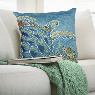 Marina Pillow Seaturtle Garden Ocean Machine-Washable Outdoor