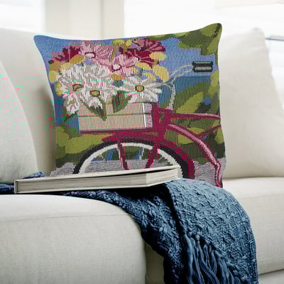 Marina Pillow Summer Ride Blue Machine-Washable Outdoor