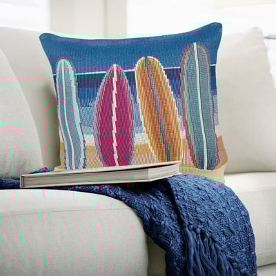 Marina Pillow Surf Break Blue Machine-Washable Outdoor