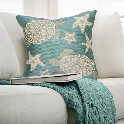 Marina Pillow Turtle And Stars Machine-Washable Outdoor