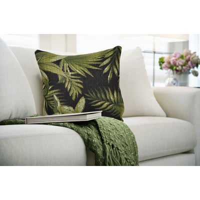 Marina Pillow Jungle Leaves Black Machine-Washable Outdoor