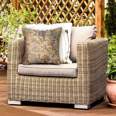Marina Pillow Medallion Blue Machine-Washable Outdoor