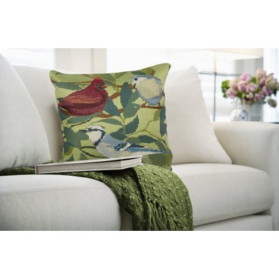 Marina Pillow Three Birds Of A Feather Green Machine-Washable Outdoor