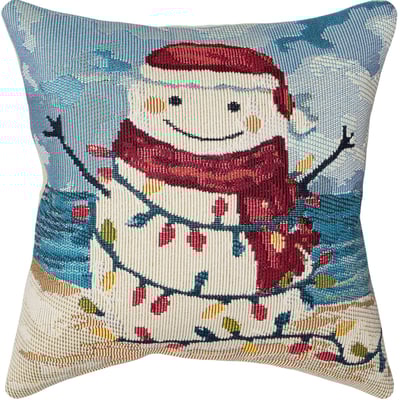 Marina Pillow Beach Snowman Ocean Machine-Washable Outdoor