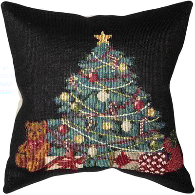 Marina Pillow Oh Christmas Tree Black Machine-Washable Outdoor