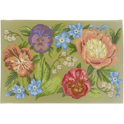Esencia Secret Garden Machine-Washable Non-Slip Backing Outdoor Area Rug