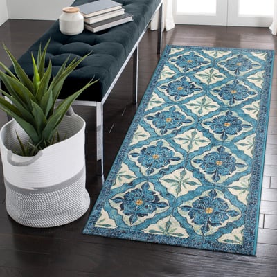 Esencia Madrid Ocean Machine-Washable Non-Slip Backing Outdoor Area Rug