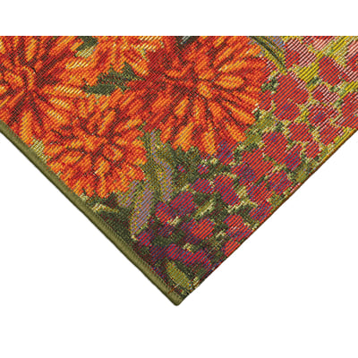 Esencia Garden Birds Green Machine-Washable Non-Slip Backing Outdoor Area Rug