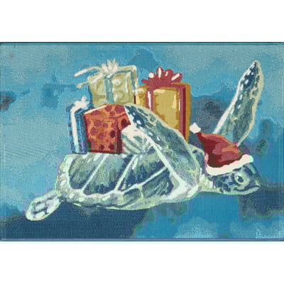 Esencia Santa Seaturtle Ocean Machine-Washable Non-Slip Backing Outdoor Area Rug