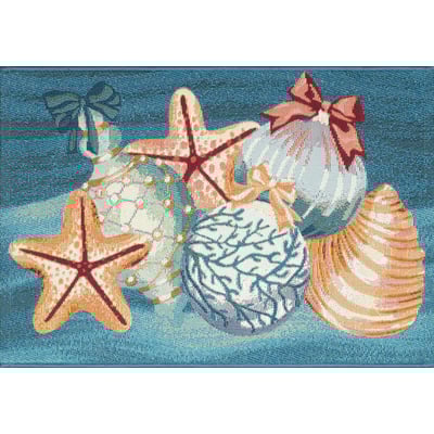 Esencia Sea Gem Ornaments Ocean(9723-04) Machine-Washable Non-Slip Backing Outdoor Area Rug