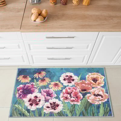 Impressions Garden Pink Machine-Washable Non-Slip Backing Outdoor Printed Area Rug