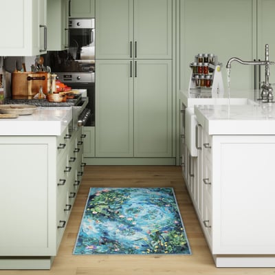 Impressions Peace Pond Ocean Machine-Washable Non-Slip Backing Outdoor Printed Area Rug