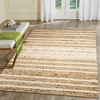 Mojave Horizon Stripe Sand Wool Handwoven Area Rug
