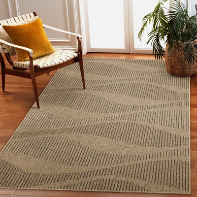Monaco Wave Taupe Outdoor Area Rug
