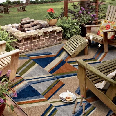 Cabana Boca Grande Brown/Blue Outdoor Area Rug