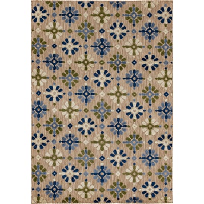 Cabana Cocoa Beach Beige/Blue/Green Outdoor Area Rug