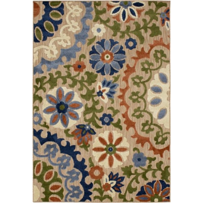 Cabana Coraline Beige/Blue Outdoor Area Rug