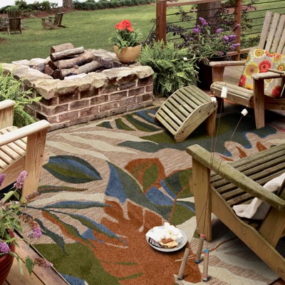 Cabana North Shore Beige/Blue/Green Outdoor Area Rug