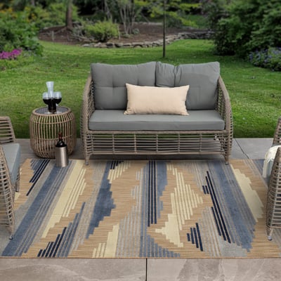 Cabana Pristine Cove Blue Outdoor Area Rug