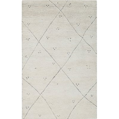 Adab Carved Lines White/Black Wool Hand-Tufted Area Rug