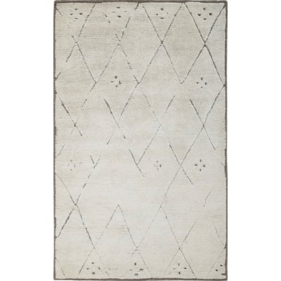 Adab Moroccan Lines White/Brown Wool Hand-Tufted Area Rug