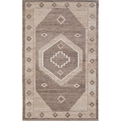 Leah Noah Coffee Wool Handwoven Area Rug
