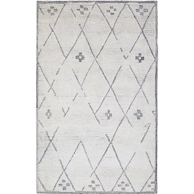 Meher Diamond Charcoal Wool Hand-Tufted Area Rug