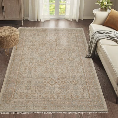 Palace Nordic Beige Wool Hand-Knotted Area Rug