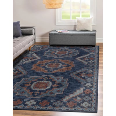 Reverie Hearth Deep Blue Wool Hand-Tufted Area Rug