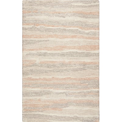 Shadows Strata Natural/Grey/Coral Wool Hand-Tufted Area Rug