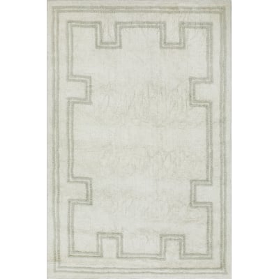 Turin Border Grey Wool Handwoven Machine-Washable Area Rug