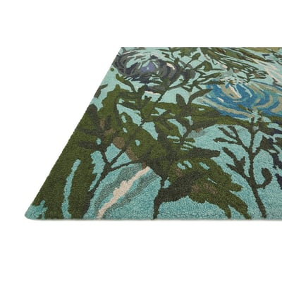 Wild Bloom WV-03 Aqua/Green Wool Handmade Area Rug