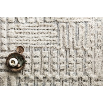 Khalid KF-01 Ivory/Sky Wool Hand-Knotted Area Rug