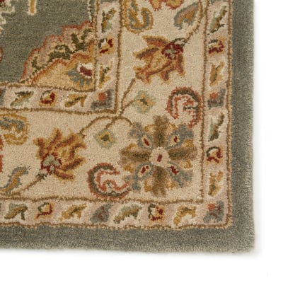 Mythos Callisto Sage Green/Warm Beige/Rusted Red-Brown Wool Hand-Tufted Area Rug